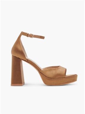 Dolce Vita Pandro Ankle Strap Satin Brown Heels Sandals Size 10.5 NWT
